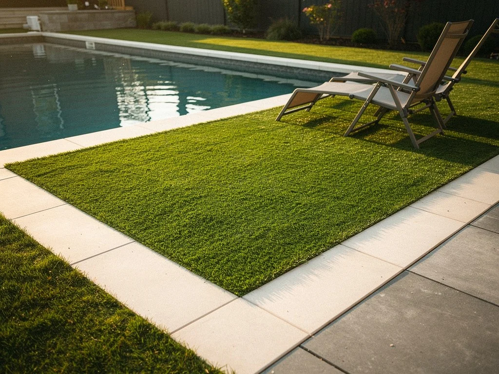 Completed pool surround turf installation in Windsor Ontario